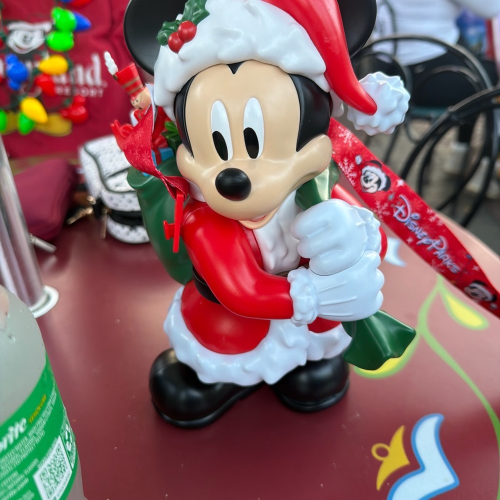 Disney Mickey Mouse Festive Santa Figurine - Red, White, Black